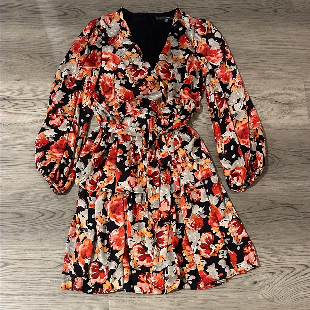 Julia Jordan Floral Print Ruffle Mini Dress Women’s Size 6